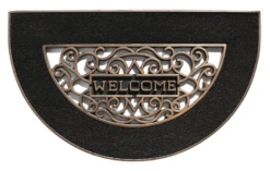 HAMAT Buitenmat Mathara Halfrond - 70x45cm - Naturel/Zwart - Deurmat