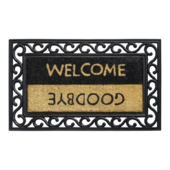 HAMAT Impala Welcome/Goodbye Kokosmat - 75x45cm - Naturel/Zwart - Deurmat