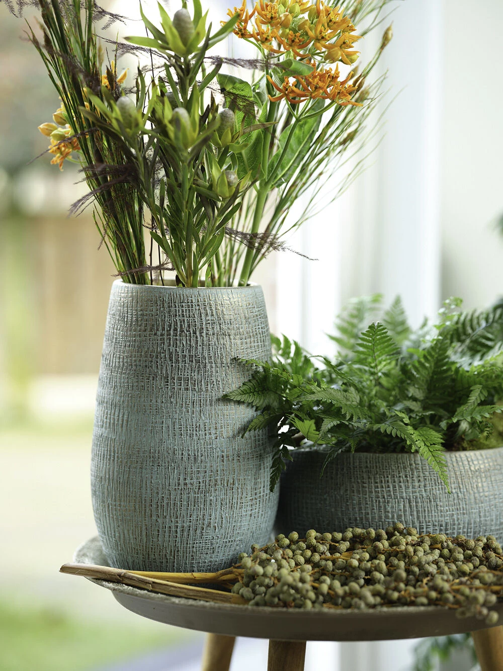 Bloempot Ryan Hoog - D18 X H30cm - Shiny Blue - Afbeelding 3