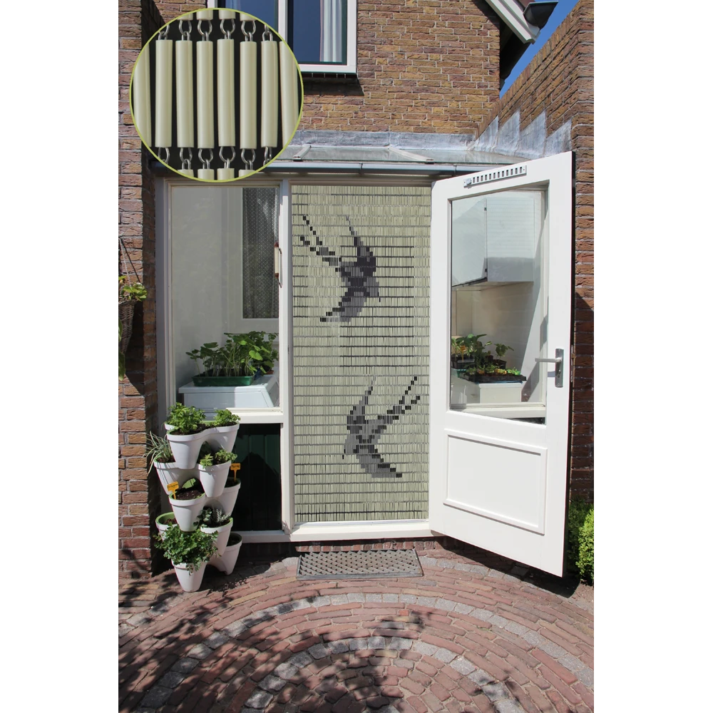 Vliegengordijn Zwaluwen - Creme/Zwart - 90 X 210cm - Sun-Arts - Afbeelding 5