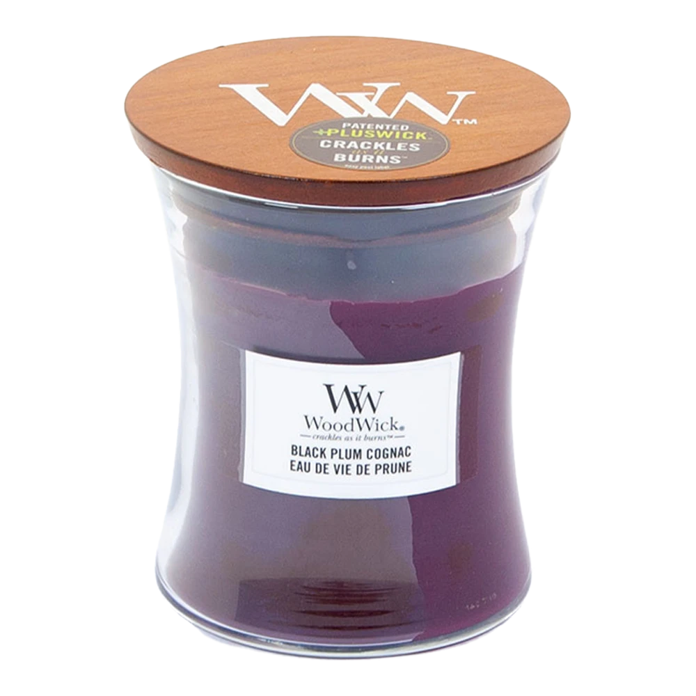 Woodwick Black Plum Cognac Medium Candle - Geurkaars 1 Woodwick Black Plum Cognac Medium Candle - Geurkaars
