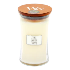 Woodwick White Teak Large Candle - Geurkaars